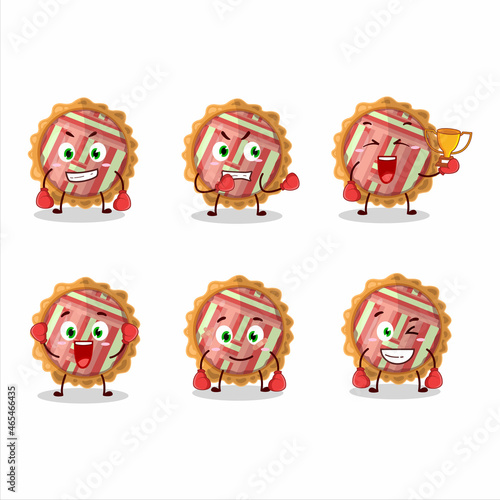 A sporty rhubarb pie boxing athlete cartoon mascot design