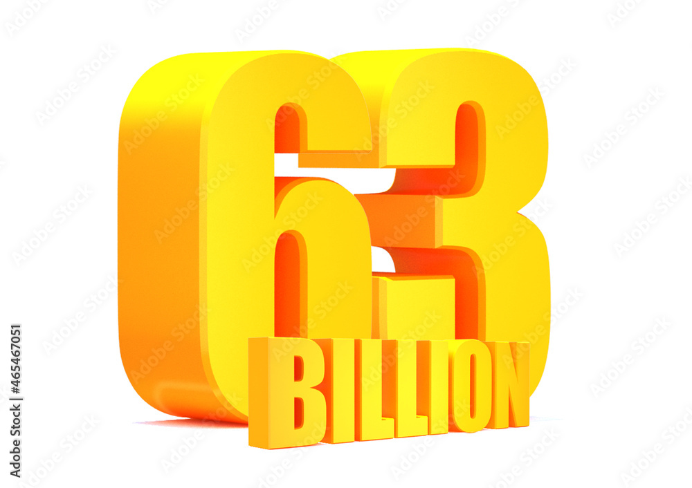 Gold 63 Billion views word on white background.3d illustration Gold 63 Billion views word on white background.3d illustration