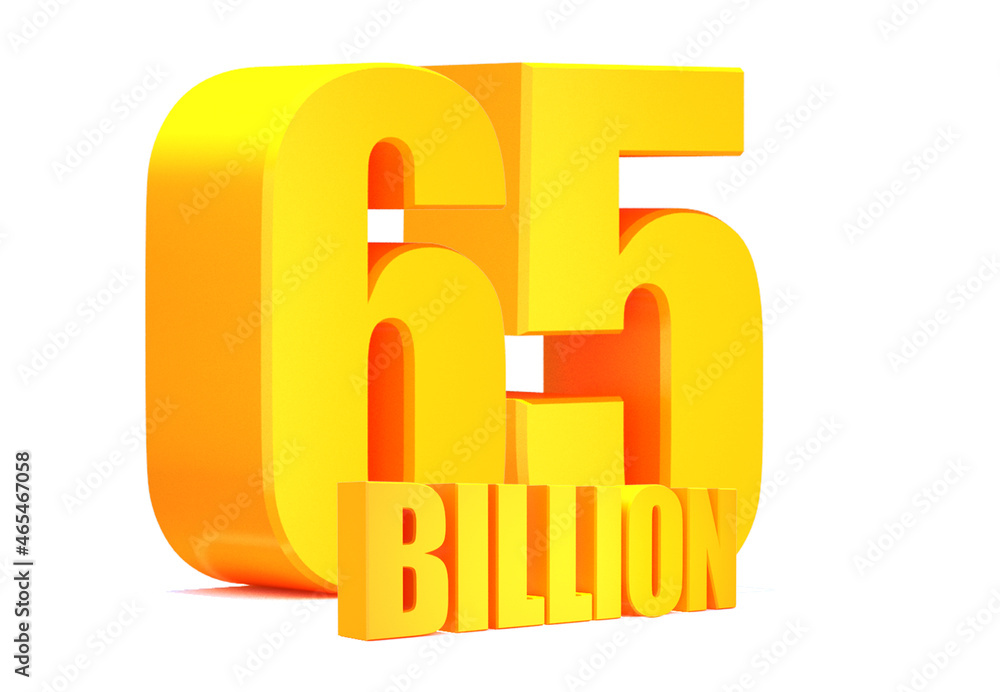 Gold 65 Billion views word on white background.3d illustration Gold 65 Billion views word on white background.3d illustration