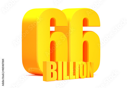 Gold 66 Billion views word on white background.3d illustration