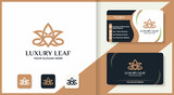 diamond flower or leaf logo design and business card