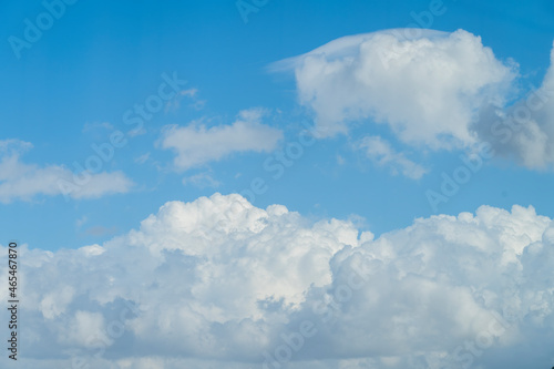 Blue sky and white clouds from high point , in day time