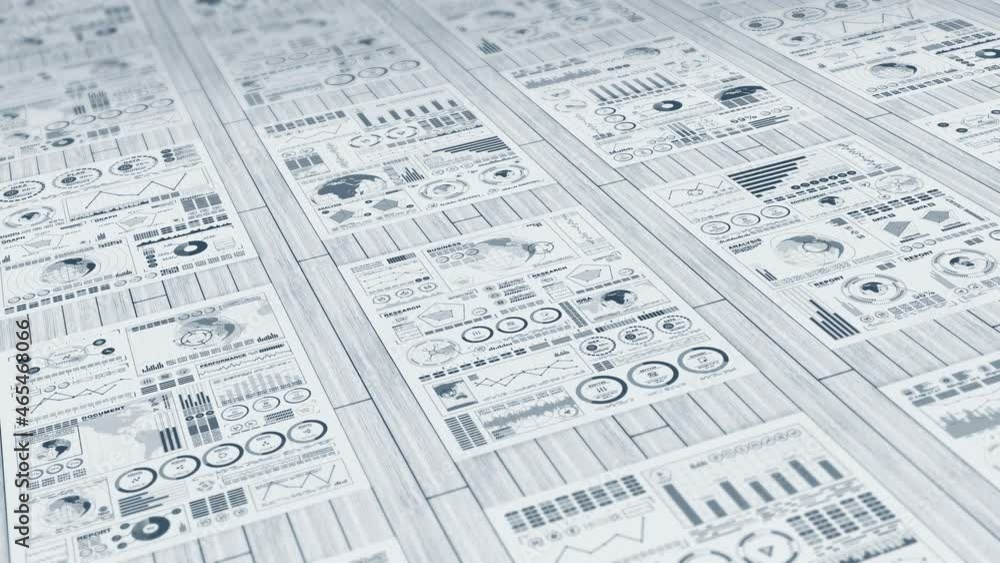 Many documents of business on wooden desk in office. Business concept. Moving graph and chart. Loop animation. Many documents of business on wooden desk in office. Business concept. Moving graph and chart. Loop animation.
