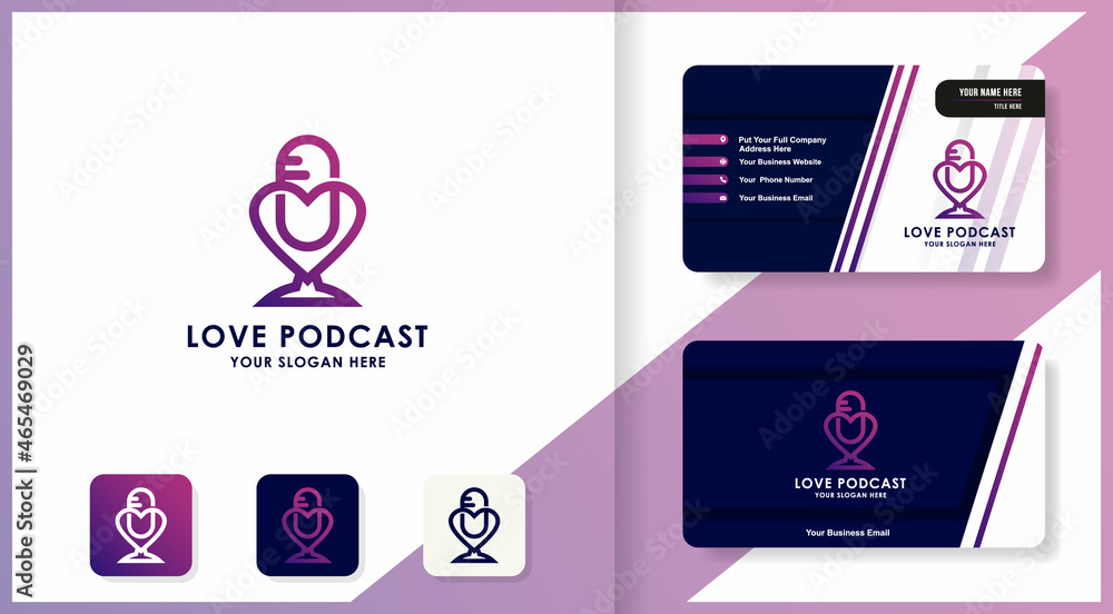 podcast love logo design and business card