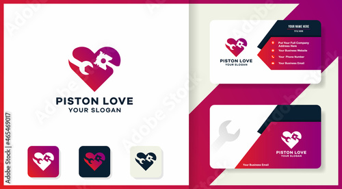 tool piston love combination logo and business card design