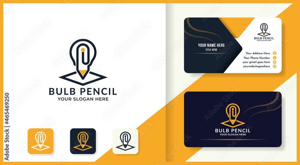 pen bulb paper logo and business card design