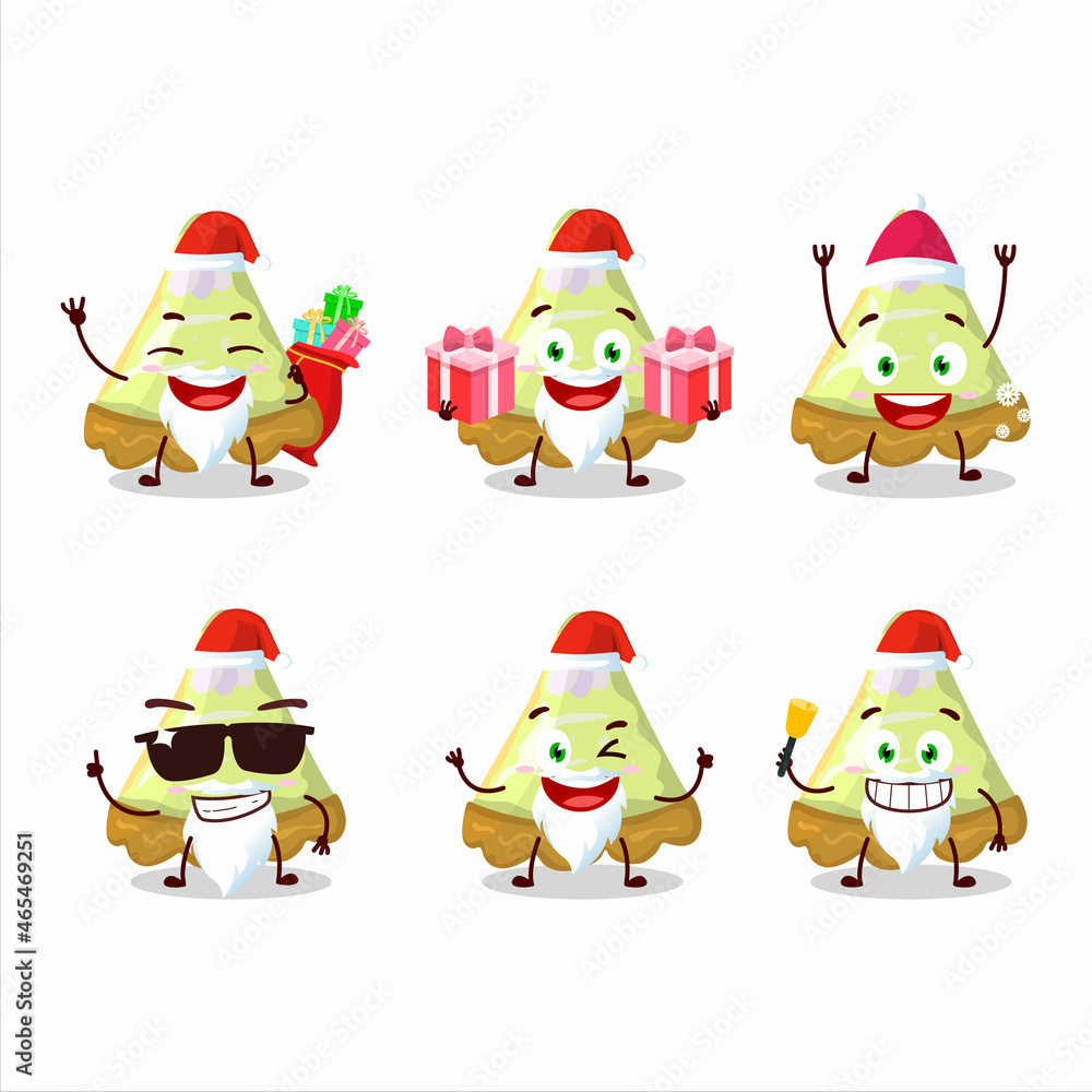 Santa Claus emoticons with slice of key lime pie cartoon character Santa Claus emoticons with slice of key lime pie cartoon character