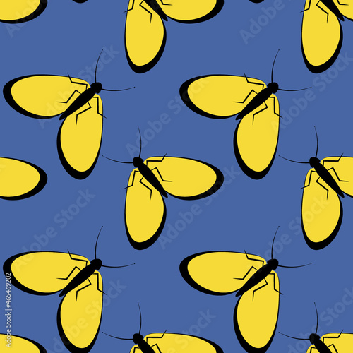 Illustration on a square background - stylized moths - graphics. Summer, insects, unbearable ease of life