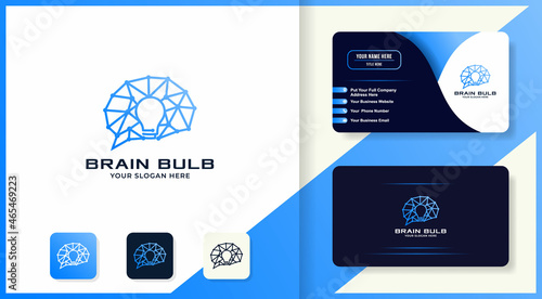 brain bulb logo with circuit concept and business card design