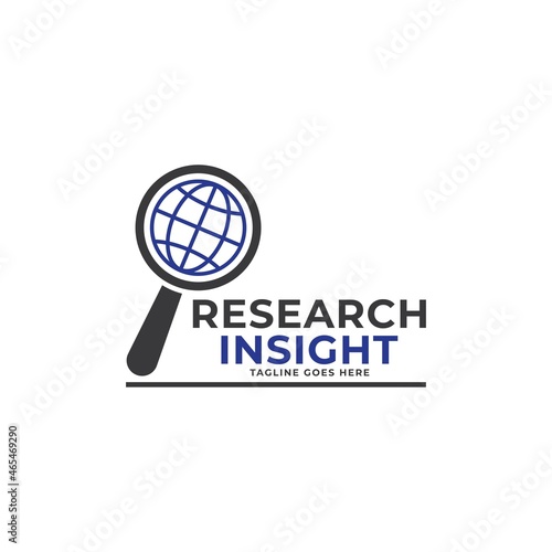 Research insight logo icon vector template. Research logo with simple and elegant magnifying glass symbol.