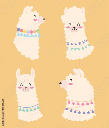 colorful llamas set