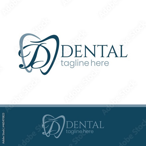 Letter D Tooth Dental Logo Design