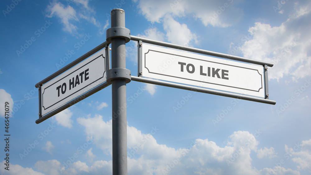 Street Sign TO LIKE versus TO HATE Street Sign TO LIKE versus TO HATE