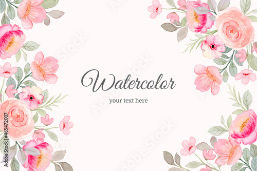 Pink peach floral watercolor background