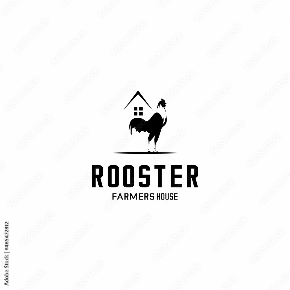 rooster, restaurant and farmer logo illustration vector