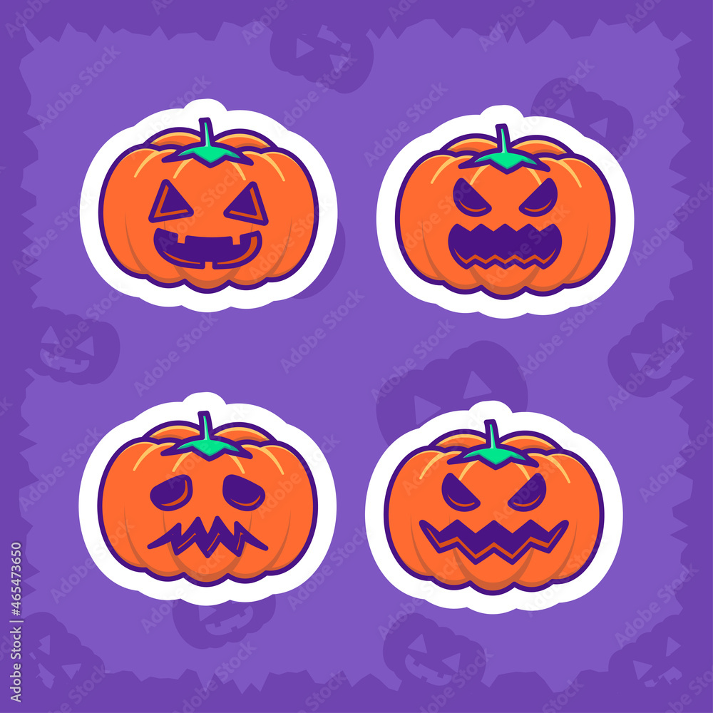 Cute Pumpkin and happy halloween stickers pack Cute Pumpkin and happy halloween stickers pack