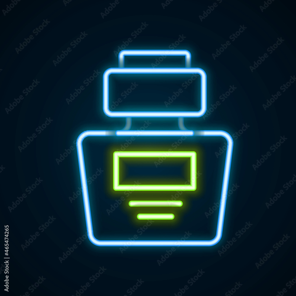 Glowing neon line Perfume icon isolated on black background. Colorful outline concept. Vector Glowing neon line Perfume icon isolated on black background. Colorful outline concept. Vector