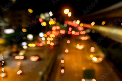 Abstract blurred bokeh of light on the road