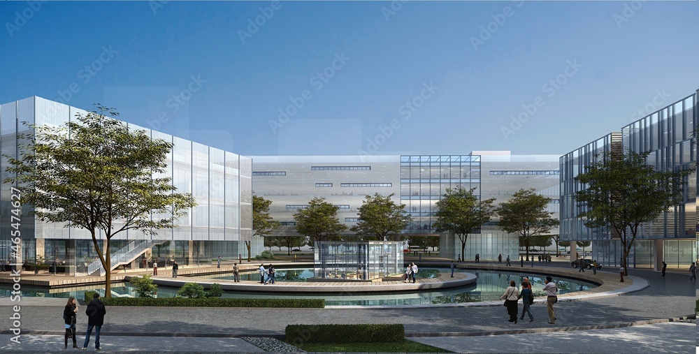 3d architectural rendering design model of government and private hospital in large population area city
