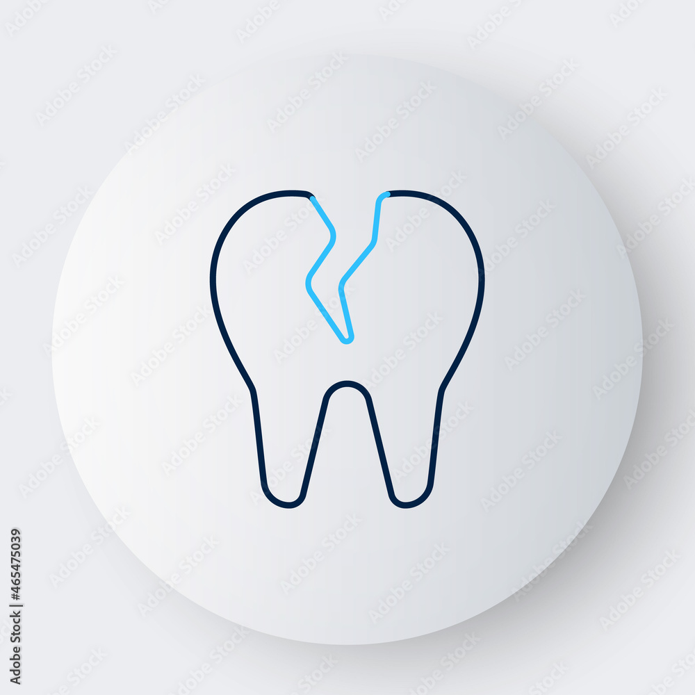 Line Broken tooth icon isolated on white background. Dental problem icon. Dental care symbol. Colorful outline concept. Vector Line Broken tooth icon isolated on white background. Dental problem icon. Dental care symbol. Colorful outline concept. Vector