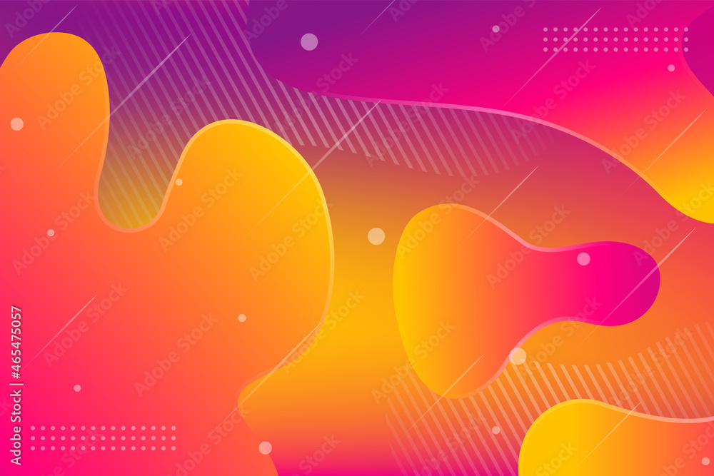 Pink yellow purple fluid background vector illustration. Magenta orange liquid backdrop. dot and diagonal stripped pattern. gradient modern design template use bright colors.