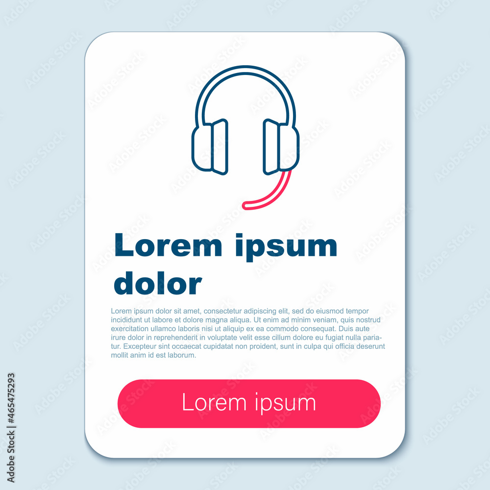 Line Headphones icon isolated on grey background. Earphones. Concept for listening to music, service, communication and operator. Colorful outline concept. Vector Line Headphones icon isolated on grey background. Earphones. Concept for listening to music, service, communication and operator. Colorful outline concept. Vector