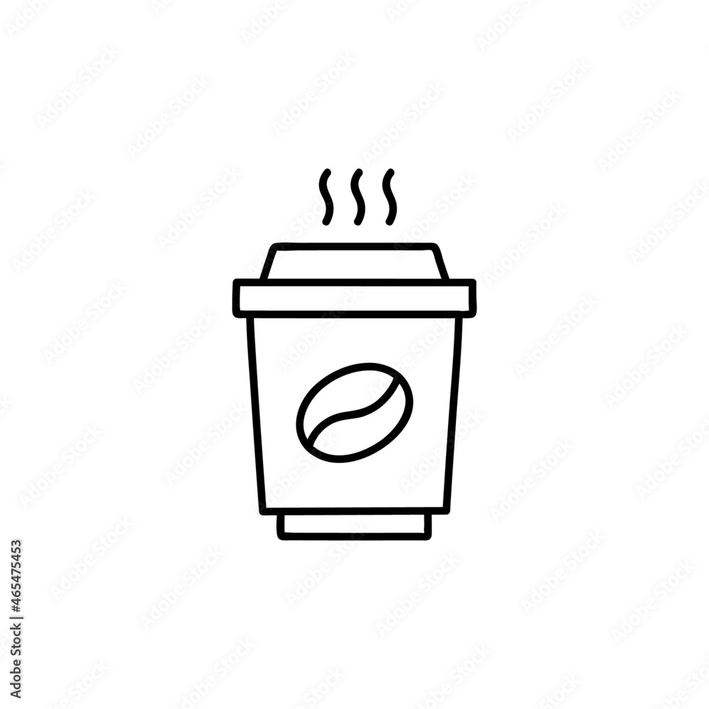 Takeaway Coffee cup icon in flat black line style, isolated on white Takeaway Coffee cup icon in flat black line style, isolated on white