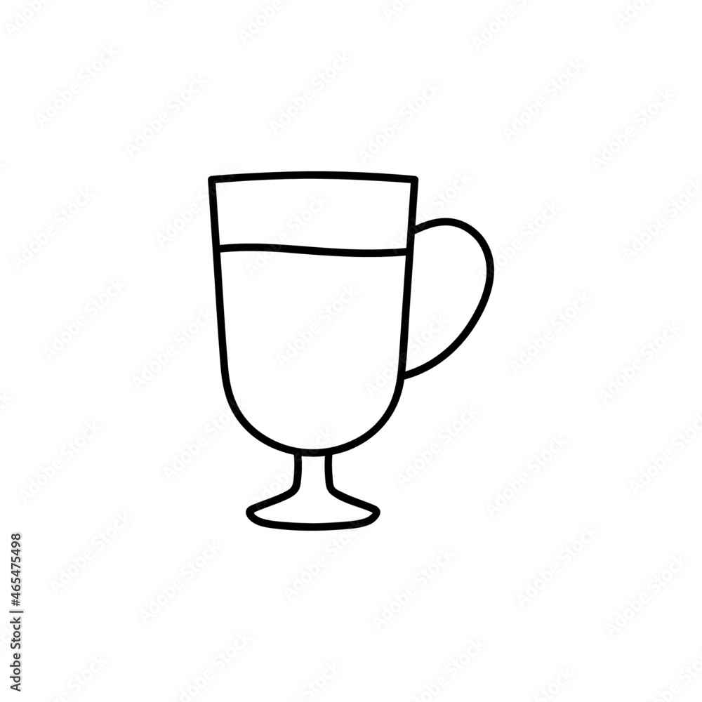 Coffee latte icon in flat black line style, isolated on white Coffee latte icon in flat black line style, isolated on white