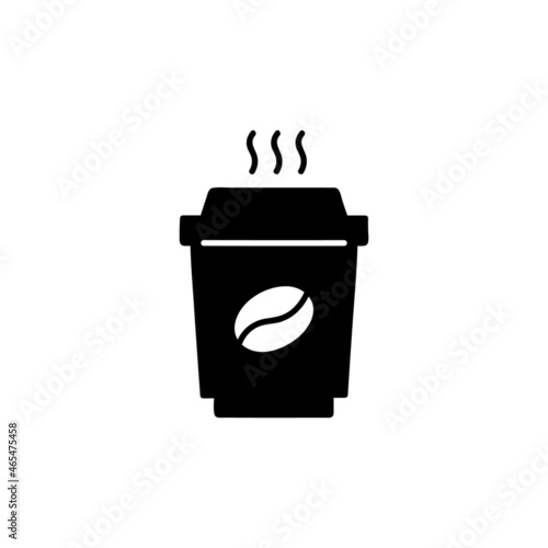 Takeaway Coffee cup icon in solid black flat shape glyph icon, isolated on white background 