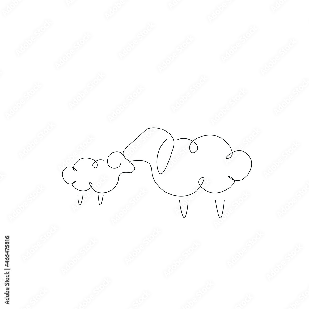 Domestic animals line drawing vector illustration Domestic animals line drawing vector illustration