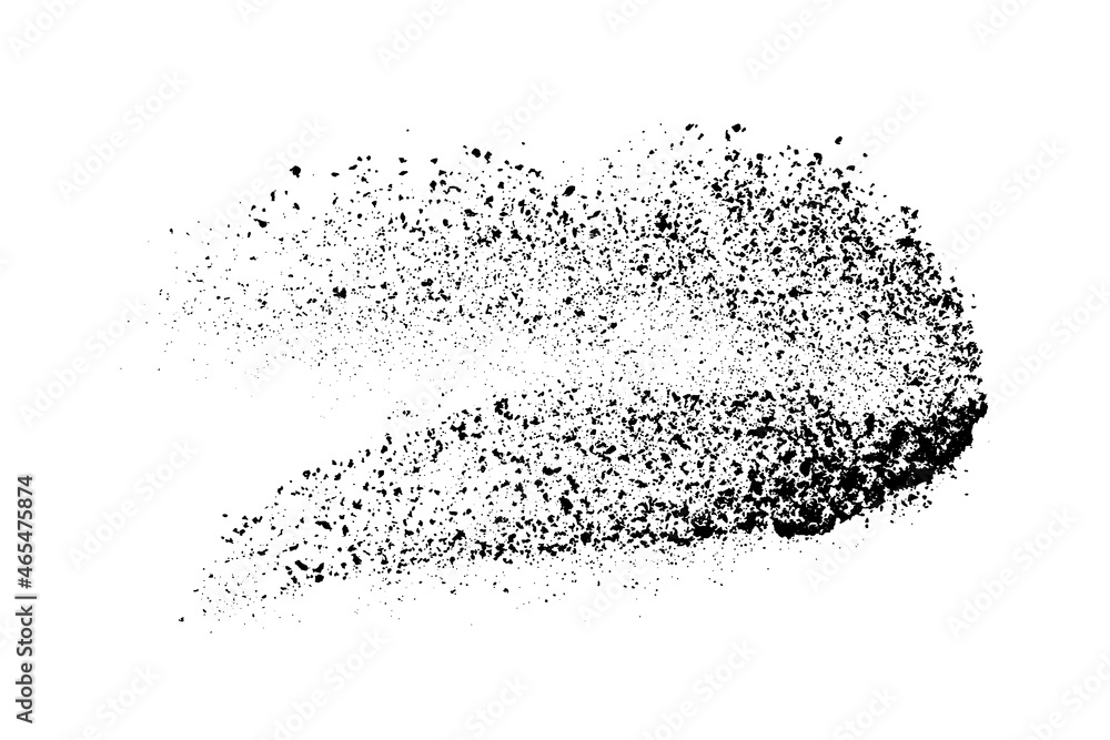 Fototapeta premium Black grainy texture isolated on white background. Dust overlay. Dark noise granules. Digitally generated image. Vector design elements. Illustration, Eps 10.