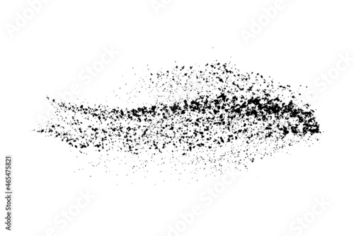 Black grainy texture isolated on white background. Dust overlay. Dark noise granules. Digitally generated image. Vector design elements. Illustration, Eps 10.
