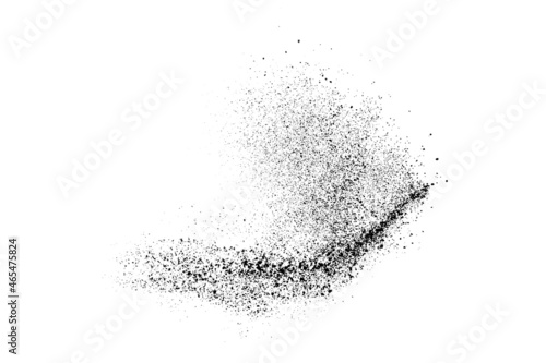 Black grainy texture isolated on white background. Dust overlay. Dark noise granules. Digitally generated image. Vector design elements. Illustration, Eps 10.
