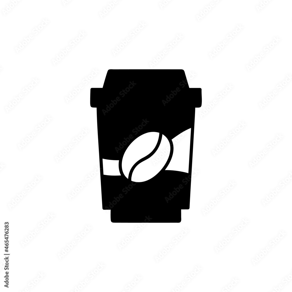 take Away coffee icon in solid black flat shape glyph icon, isolated on white background take Away coffee icon in solid black flat shape glyph icon, isolated on white background