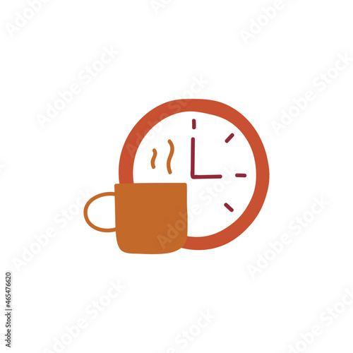 coffee time icon in solid black flat shape glyph icon, isolated on white background 