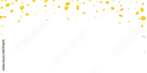 British pound coins falling. Impressive scattered GBP coins. United Kingdom money. Fantastic jackpot, wealth or success concept. Vector illustration.