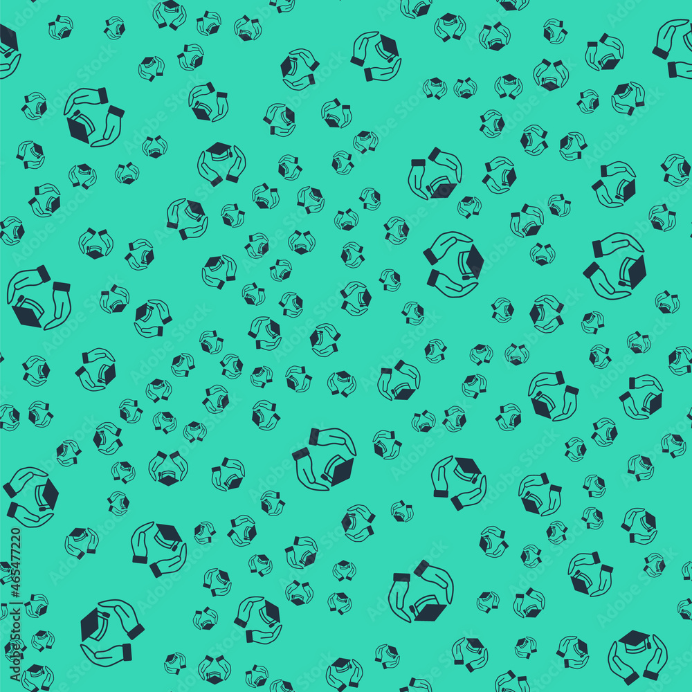 Black Education grant icon isolated seamless pattern on green background. Tuition fee, financial education, budget fund, scholarship program, graduation hat. Vector Black Education grant icon isolated seamless pattern on green background. Tuition fee, financial education, budget fund, scholarship program, graduation hat. Vector