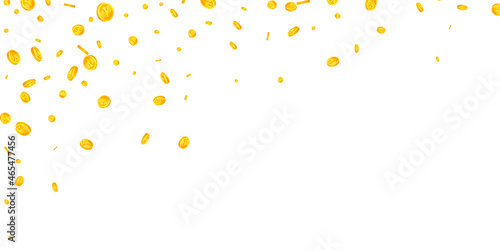 Chinese yuan coins falling. Gorgeous scattered CNY coins. China money. Flawless jackpot, wealth or success concept. Vector illustration.