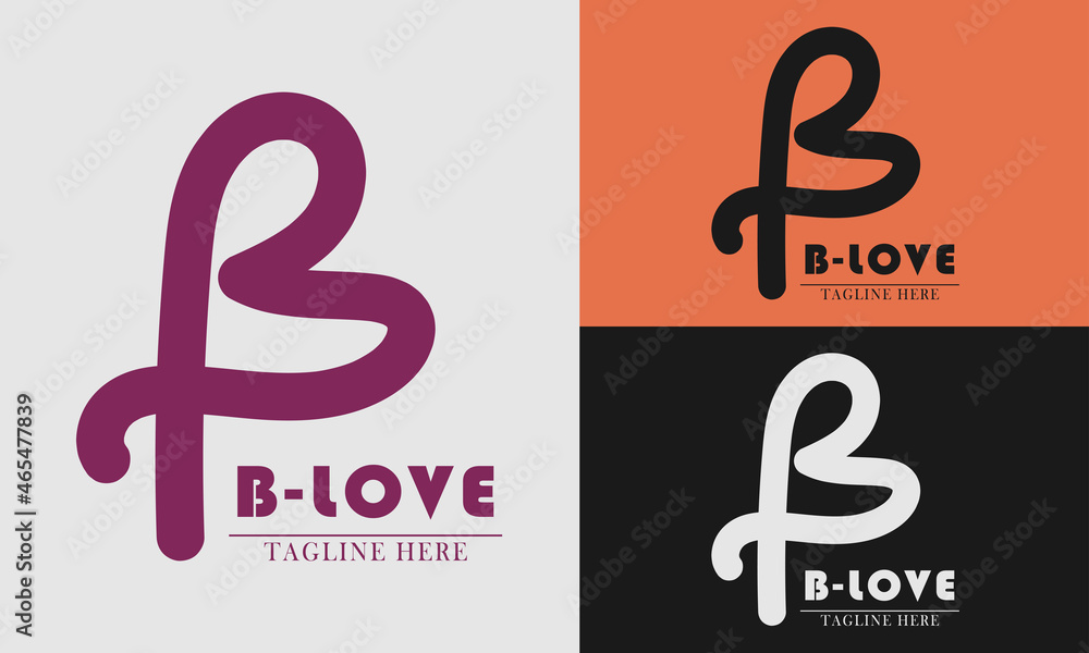 the letter B is simple and elegant with the concept of love with two colors of logo icon choices the letter B is simple and elegant with the concept of love with two colors of logo icon choices