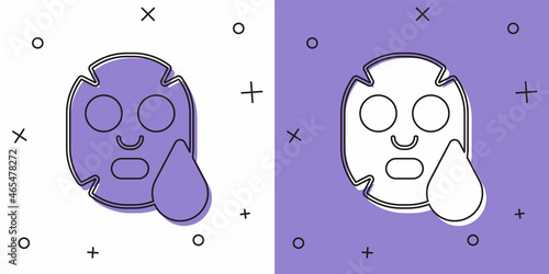 Set Facial cosmetic mask icon isolated on white and purple background. Cosmetology, medicine and health care. Vector