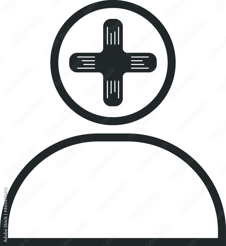 User profile with plus line icon. Add new friend, customer, follow symbol User profile with plus line icon. Add new friend, customer, follow symbol