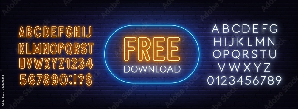 Naklejka premium Free download neon sign on brick wall background
