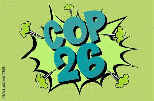 COP 26 Glasgow 2021 Comic explosion vector illustration - International climate summit