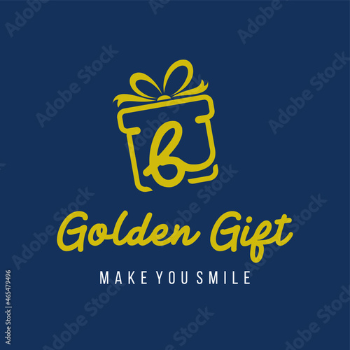 Initial Letter b with Gift Box and Ribbon for Gift Present Toys Store Retail Business Logo Design Template