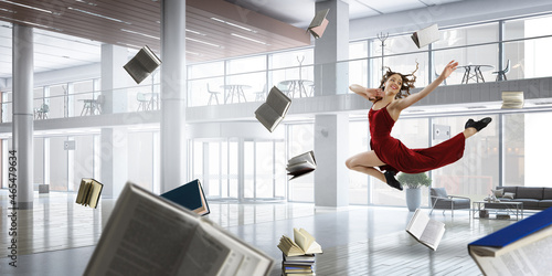 Female dancer against offic...