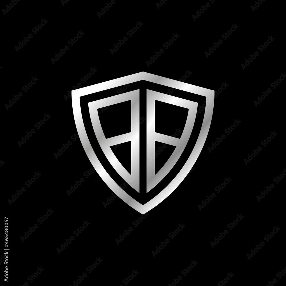 silver initial letter BB shield logo design vector silver initial letter BB shield logo design vector