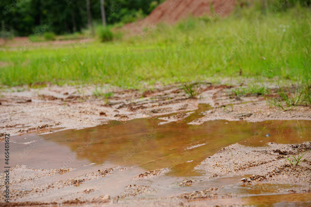 A basin with muddy soil during the rainy season A basin with muddy soil during the rainy season