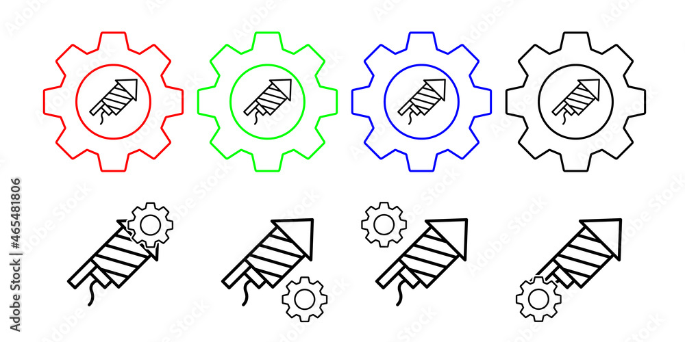 Rocket fireworks usa flag vector icon in gear set illustration for ui and ux, website or mobile application Rocket fireworks usa flag vector icon in gear set illustration for ui and ux, website or mobile application