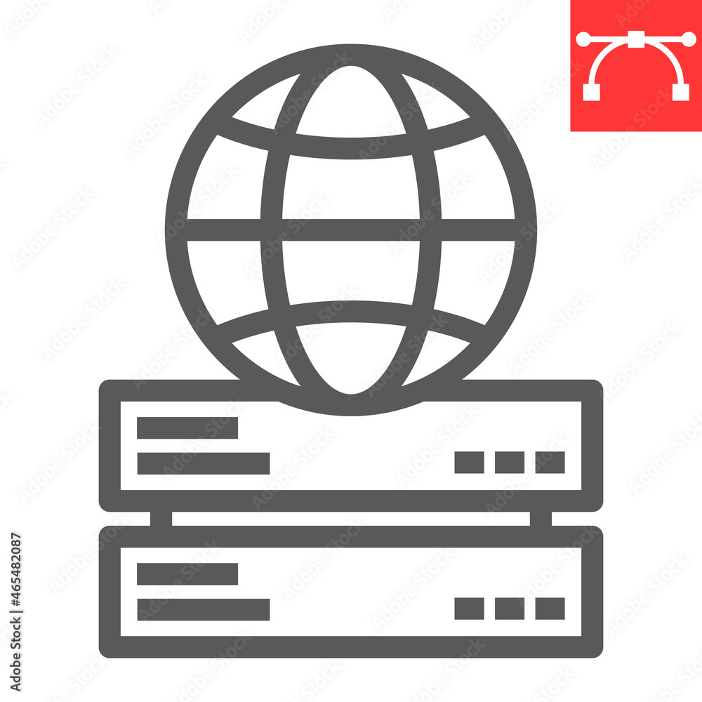 Web hosting line icon, database and storage, data network vector icon, vector graphics, editable stroke outline sign, eps 10.