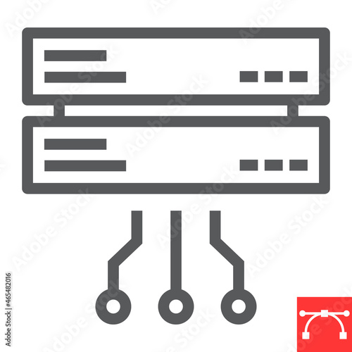 Data network line icon, database and connection, server network vector icon, vector graphics, editable stroke outline sign, eps 10.